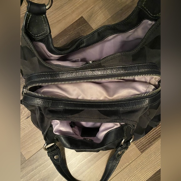 Gently used canvas with leather accent Coach purse - Picture 2 of 3